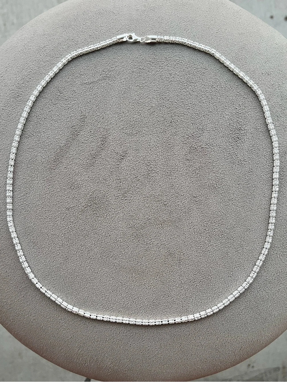 Rhodium Plated Sterling Silver Thick Ice Barrel Chain Necklace 24”
